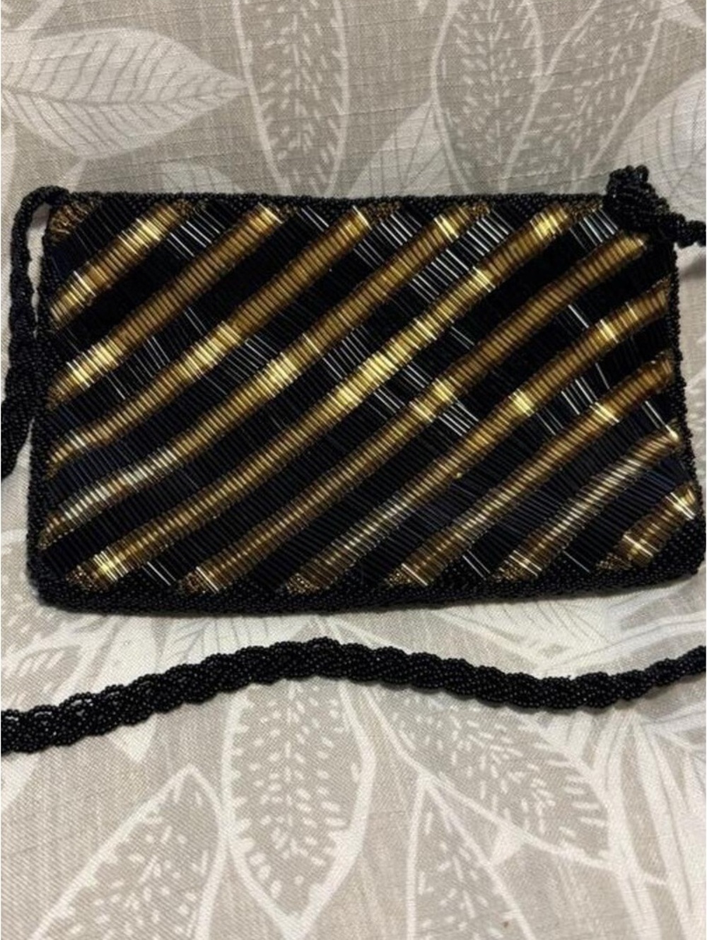 Magid Black Gold Bugle Beaded Evening Cocktail Purse Mid Century